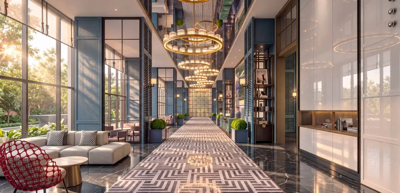 Grand lobby with chandeliers