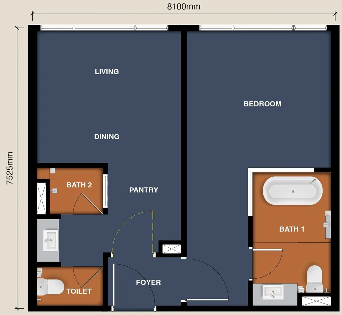 MABA Suitez Type C 657 sq.ft. floor plan